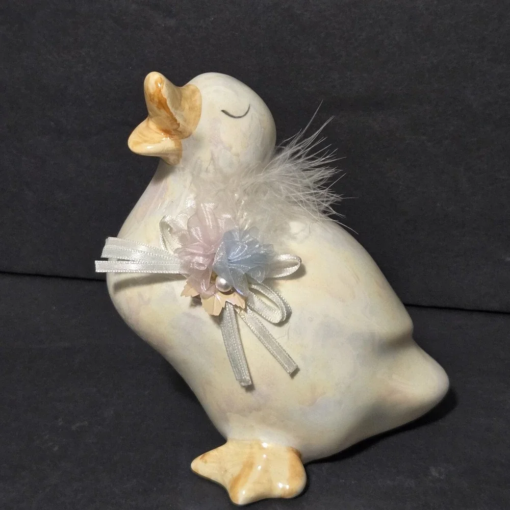 Vintage Enesco Duck Goose Cottagecore Easter Figurine Ceramic Kitchen Decor 1984